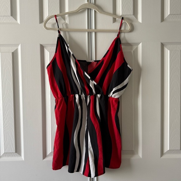 SHEIN Pants - Shein Curve Women’s Plus Size Stylish Red and Black Striped Romper